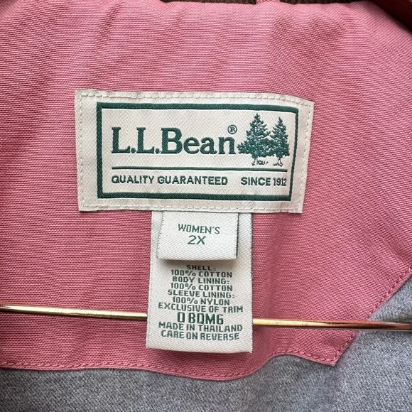 L.L.Bean Pink Barn Coat Women’s 2X Corduroy Collar Cotton Canvas Chore Jacket - Picture 6 of 9